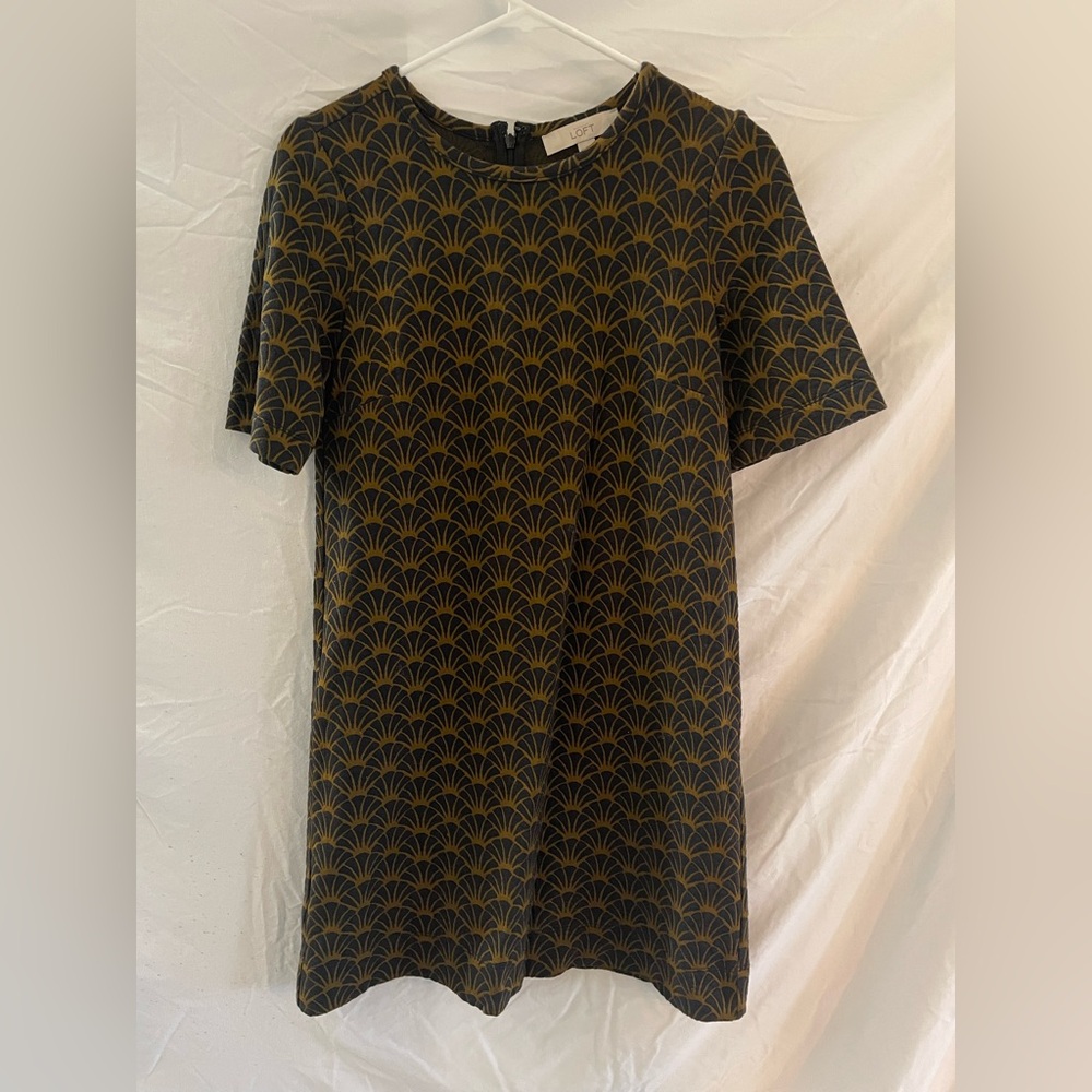 LOFT Black and Gold Mini Dress